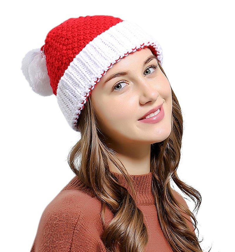 HINDAWI Santa Hat Christmas Beanie Winter Hats for Women Men Adult Knitted Ski Knit Warm Skull Caps - Image 1